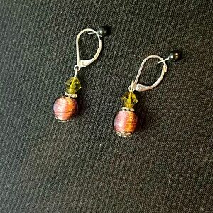 Pretty Purple bead and peridot beaded earrings!